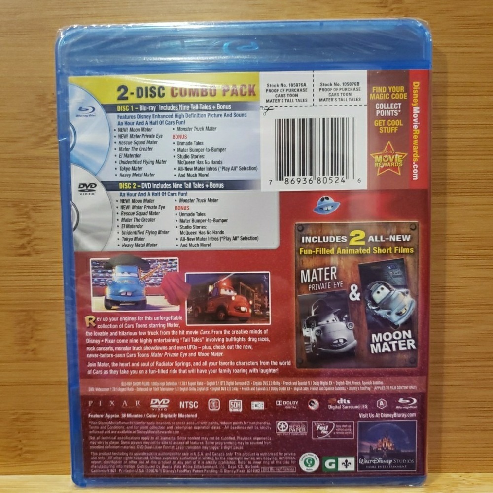 NEW Cars Toon: Mater's Tall Tales Blu-ray/DVD, 2010 2-Disc Combo Pack - Picture 2 of 3